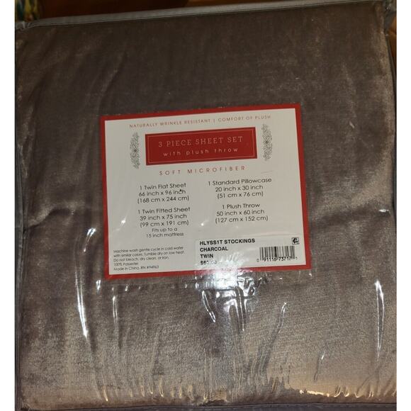 Traditions Collection Twin Sheet Microfiber 4 Piece Throw Blanket Bedding Stripe - Picture 3 of 3